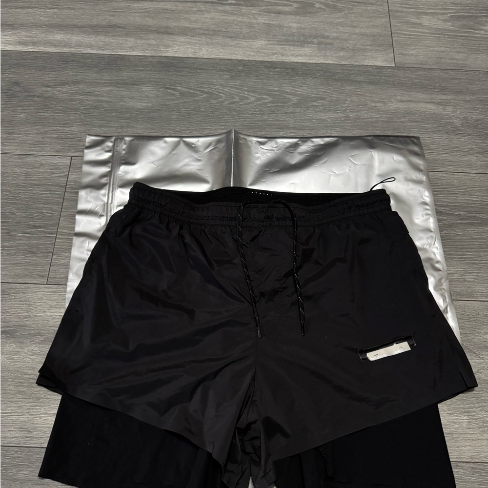 Satisfy Black Men's Athletic Layered Running Shorts